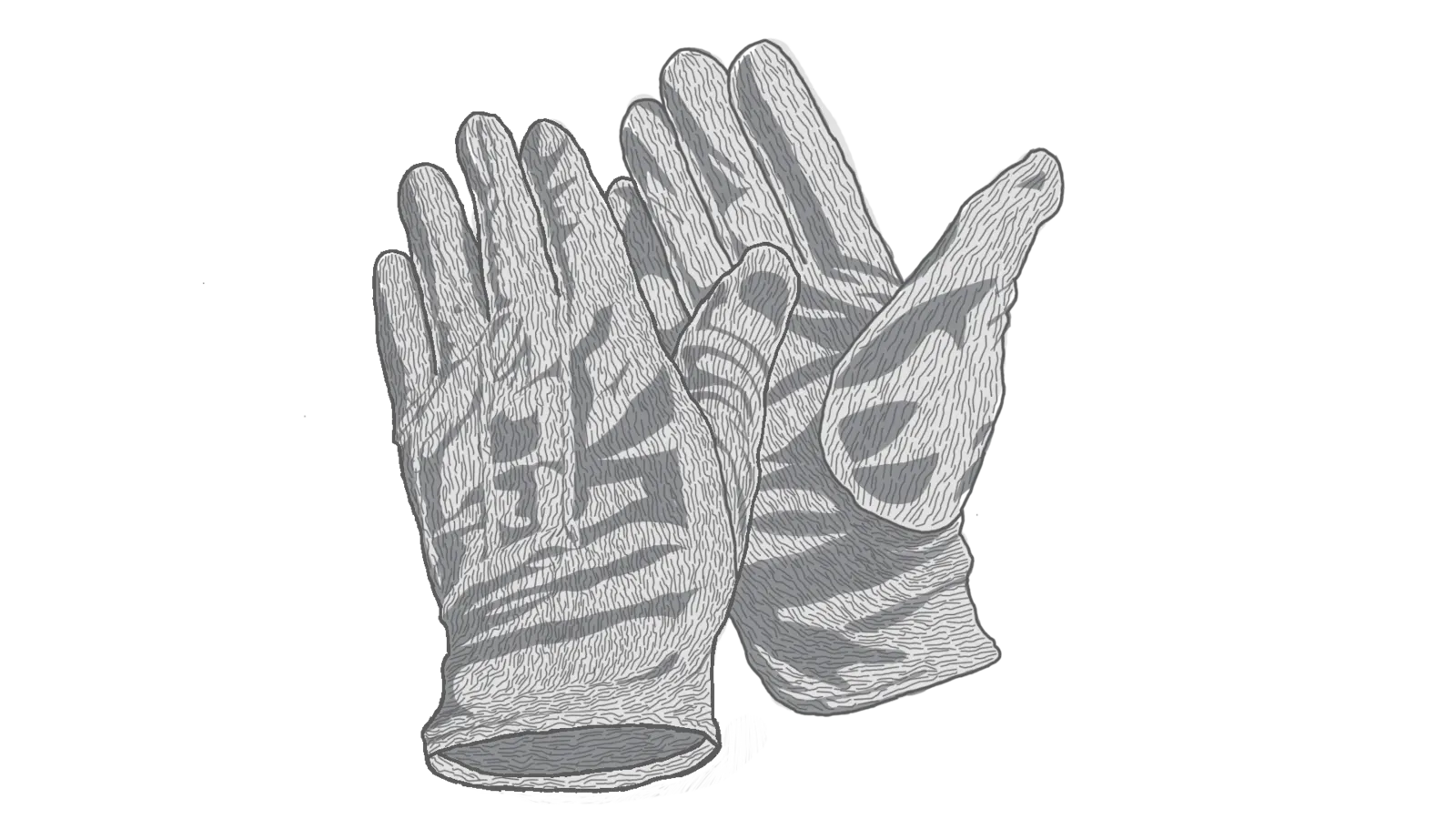 Guantes — Serie Huehues · ilustración digital. Ilustración digital de José Alejandro Armenta, artista visual en Tlaxcala.